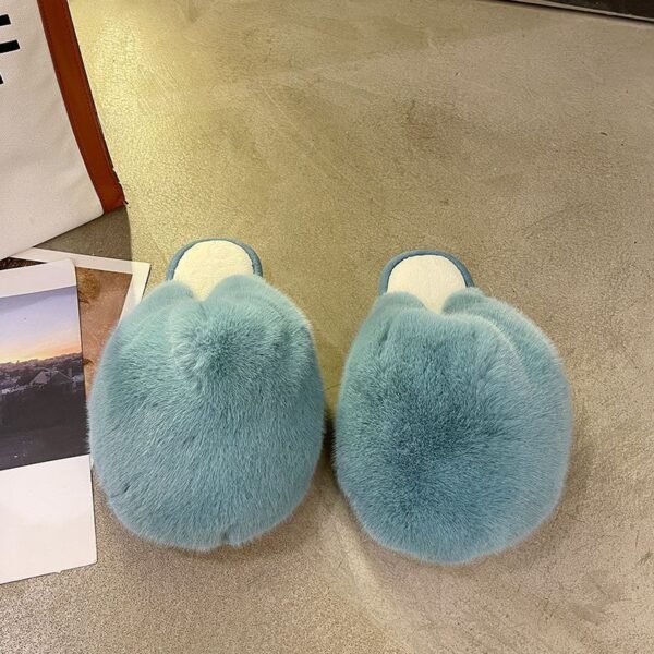 Women's Flat Bottom Half Slippers With Fur Toe Head - Image 4