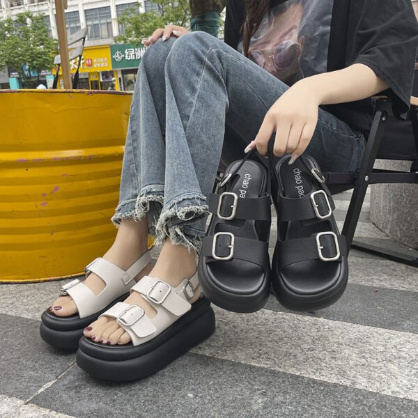 Women's Platform Sandals With Belt Buckle - Image 6