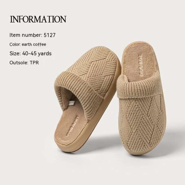 Yuangang Wool Cotton Slippers Women's Fleece-lined Thermal Indoor Floor Thick Bottom Non-slip Household Men's Winter - Image 5