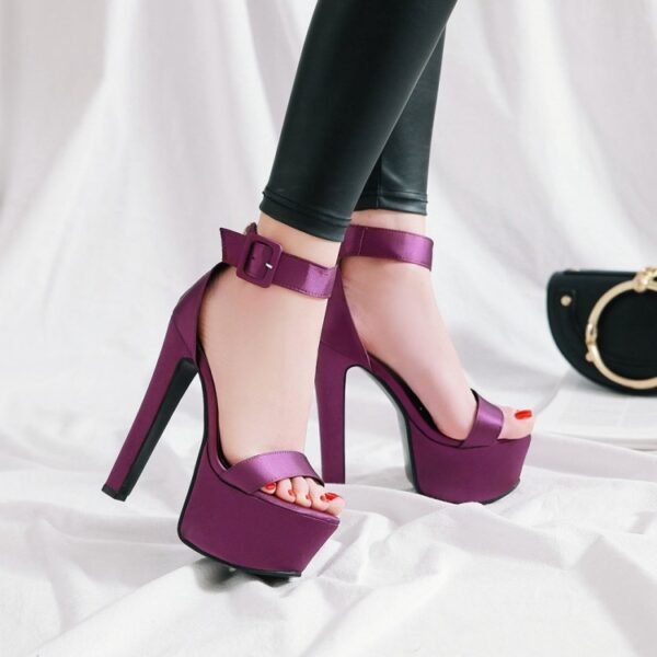 16CM SUPER HEEL PLATFORM SATIN ROMA SANDALS - Image 4