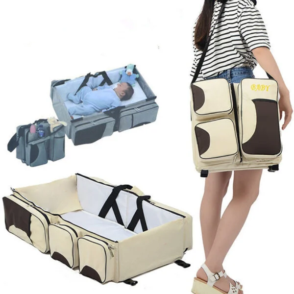 Baby Folding Bed Mommy Bag Portable One Shoulder Mommy - Image 2