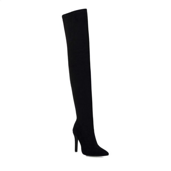 Women's Over Knee High Heel Pointed Toe Vintage Stretch Boots - Image 3