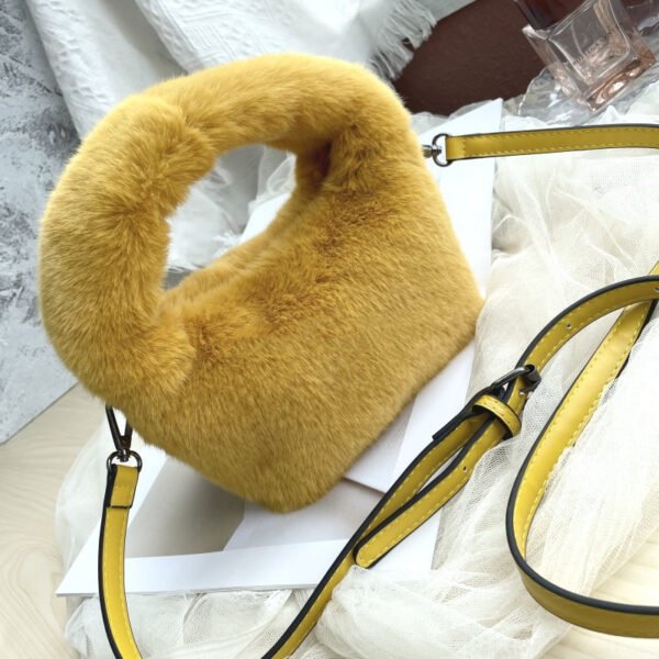 Women's Faux Fur Mink Plush Trapezoidal Wrist Bag - Image 7