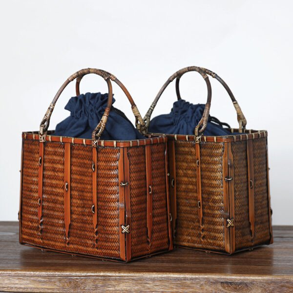 Bamboo Woven Storage Bag Antique Literary Ladies Hand-held - Image 3