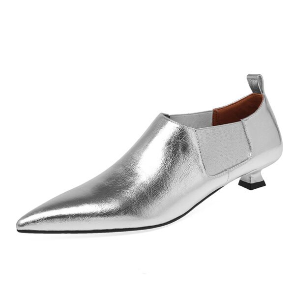 Women's Retro Elegant Low Heel Pointed Toe Deep Mouth Shoes - Image 8