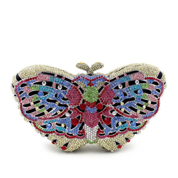 Women's Handmade Diamond Butterfly Shaped Chain Clutch - Image 10