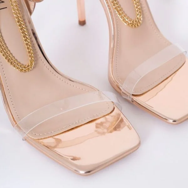 Womens Chain Sandals Stiletto High Heels - Image 4