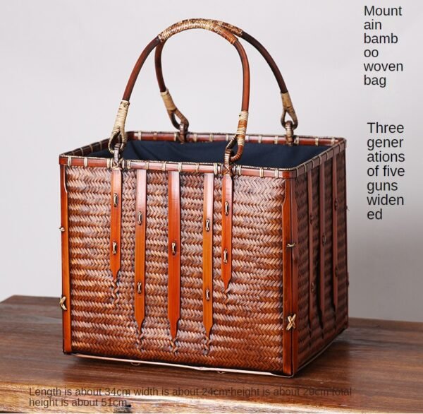 Bamboo Woven Storage Bag Antique Literary Ladies Hand-held - Image 10