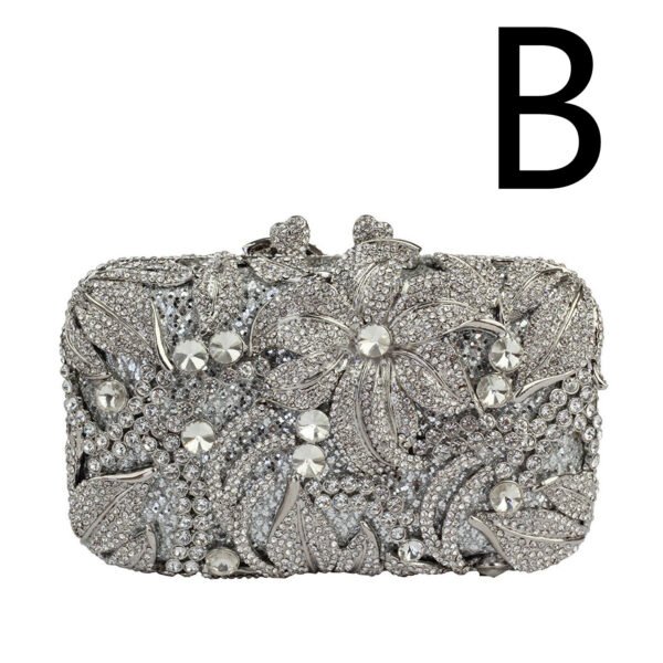 Women's Flower Color Rhinestone Hollow Clutch - Image 6