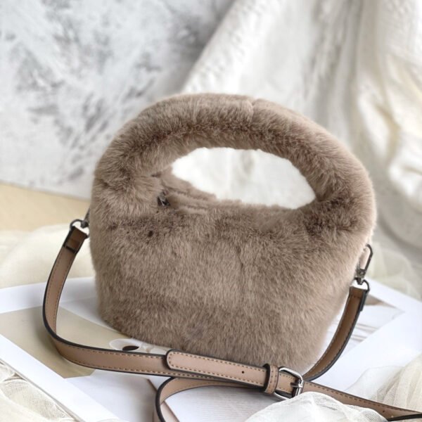 Women's Faux Fur Mink Plush Trapezoidal Wrist Bag - Image 5