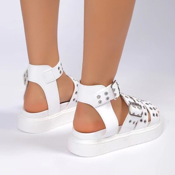 Women's Open Toe Thick Bottom Outdoor Rivet Button Sandals - Image 3