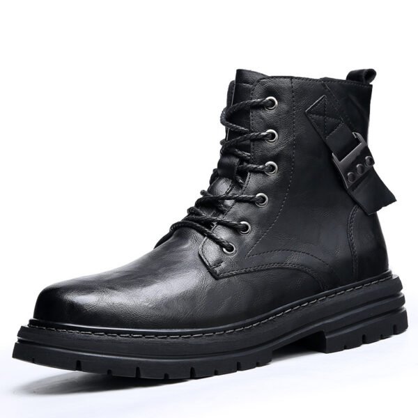 Autumn And Winter Cowhide Casual Men's Boots Thick Bottom Round Toe Warm - Image 5