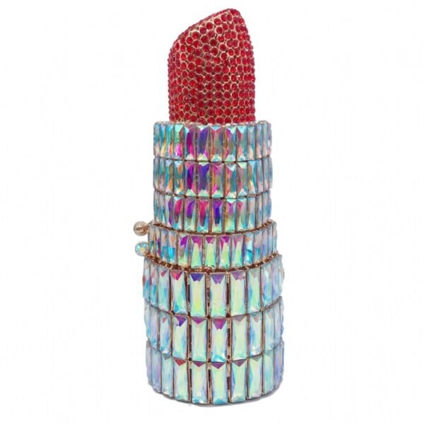 Women's Lipstick Shaped Diamond Evening Clutch - Image 2