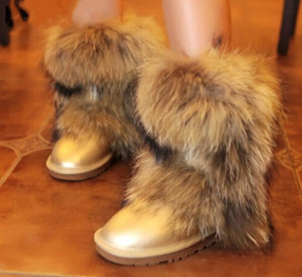 Women's Winter Mid-calf Fox Fur Snow Boots - Image 8