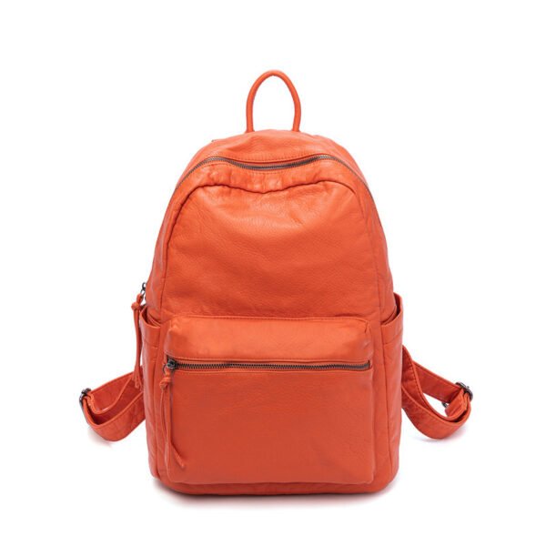 Women's New Washed Fashion Soft Leather Backpack - Image 6