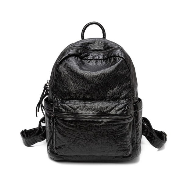 Women's New Washed Fashion Soft Leather Backpack - Image 4