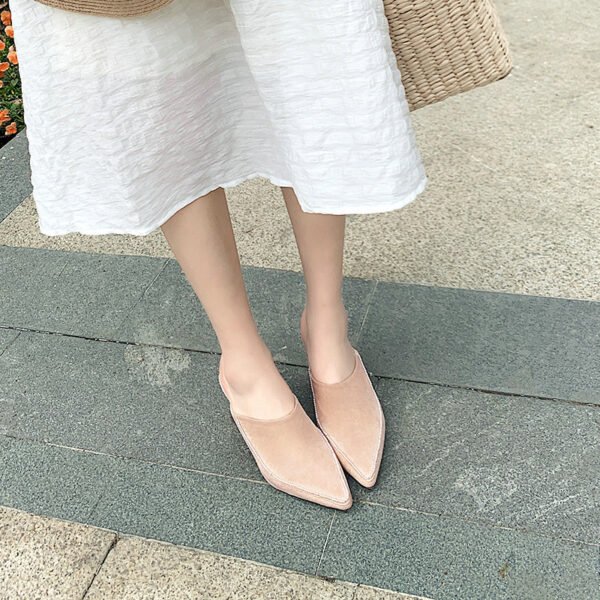 Baotou Half Slippers Women's Outer Wear Half Support Thick-heeled High-heeled Shoes All-match Pointed Toe - Image 7