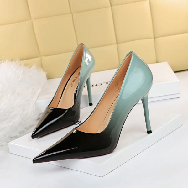 Women's High Heel Pointed Toe Glossy Patent Leather Shoes - Image 7