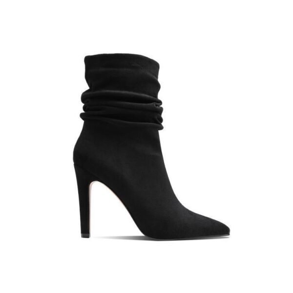 Women's Plus Size Pleated Pile Stiletto High Heel Ankle Boots - Image 8