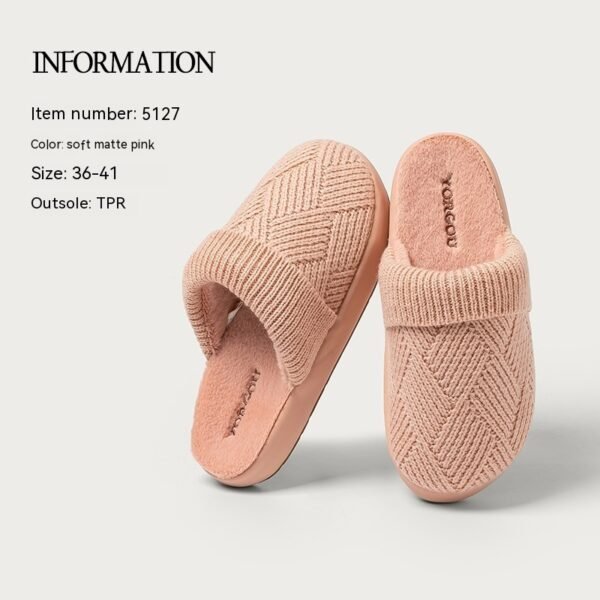 Yuangang Wool Cotton Slippers Women's Fleece-lined Thermal Indoor Floor Thick Bottom Non-slip Household Men's Winter