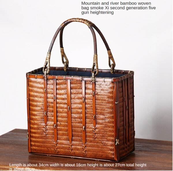 Bamboo Woven Storage Bag Antique Literary Ladies Hand-held - Image 9