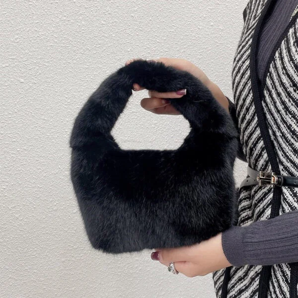 Women's Faux Fur Mink Plush Trapezoidal Wrist Bag - Image 3