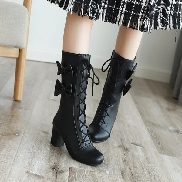 Autumn Winter Knight Boots Chunky High Heels - Image 2