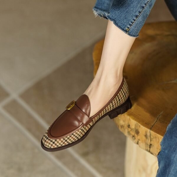 Women's Leather Color Contrast Casual Shoes - Image 3