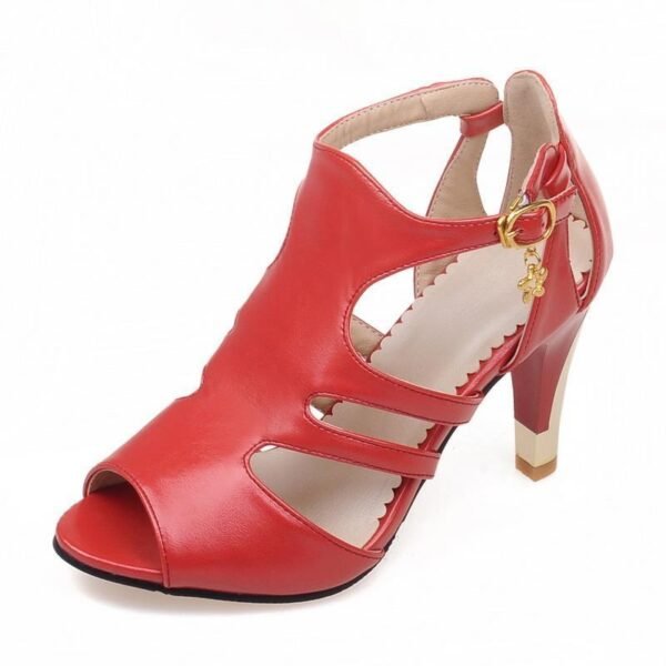 Women's Large Size High Heel Fish Mouth Hollow Sandals - Image 6