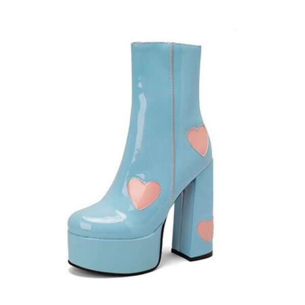 Autumn And Winter Water Platform Super High Heel Heart Ankle Boots - Image 4