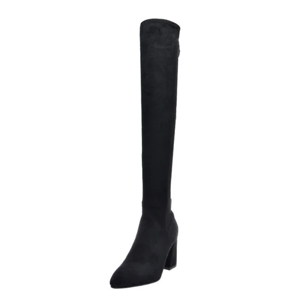 Women's Over Knee Boots High Pointed Toe Mid Heels - Image 3