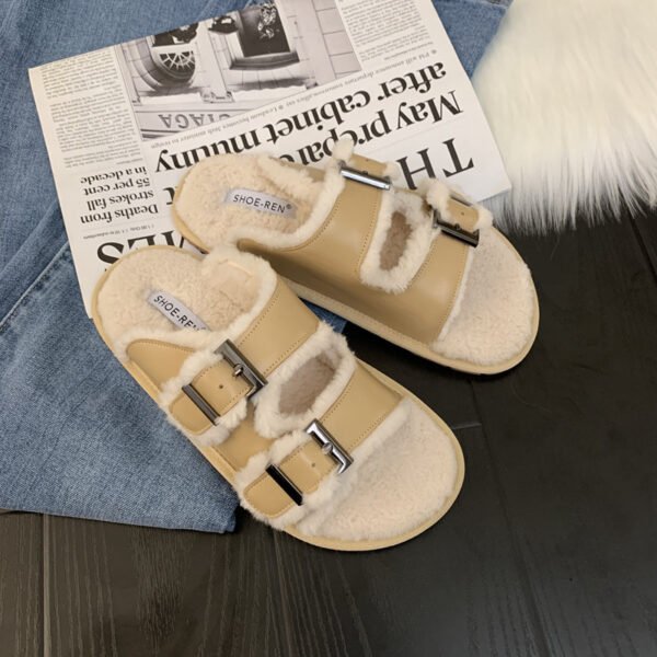 Autumn And Winter Outer Wear One-piece Lamb Wool Sandals - Image 2