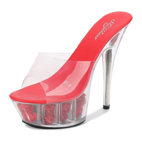 Women's High Heel Slippers With Crystal Sole - Image 6