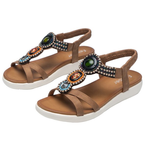 Boho Ethnic Anti-Slip Beaded Elastic Sandals - Image 5