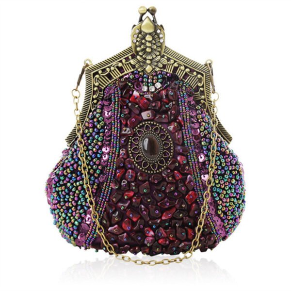 Women's Vintage Heavy Beaded Evening Bag - Image 8