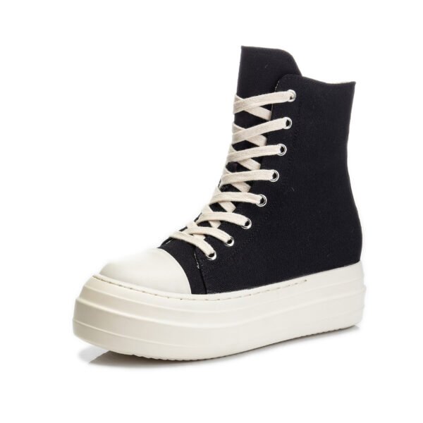 Women's Platform High Top Side Zip Canvas Lace-Up Booster Casual Sneakers - Image 5