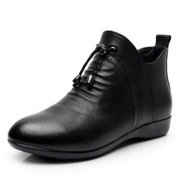 Women's High Top Leather Soft-soled Cotton Flat Boots - Image 6