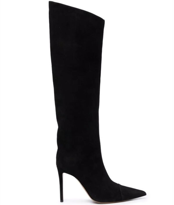 Women's High Heel Pointed Toe Symphony Patent Leather Knee Boots - Image 5