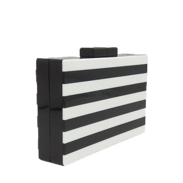 Acrylic Black And White Stripe Stitching Banquet Clutch - Image 4