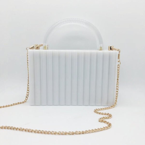 Acrylic Clutch Transparent Handle Vertical Pattern Evening Chain Small Square Bag - Image 4