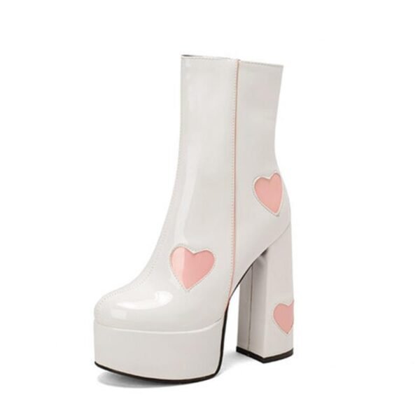 Autumn And Winter Water Platform Super High Heel Heart Ankle Boots - Image 8