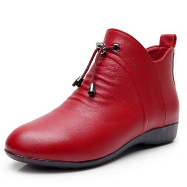 Women's High Top Leather Soft-soled Cotton Flat Boots - Image 8