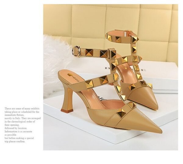 Women's Vintage Summer Stud Roman Style High Heels - Image 4