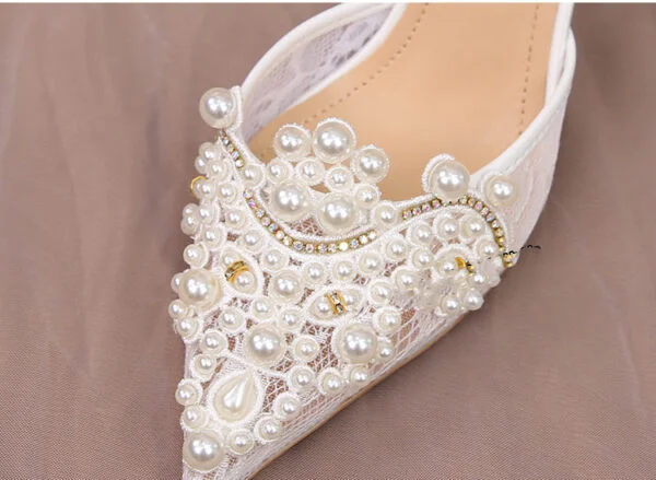 Women's Lace Fashion High Heels Pearls - Image 4