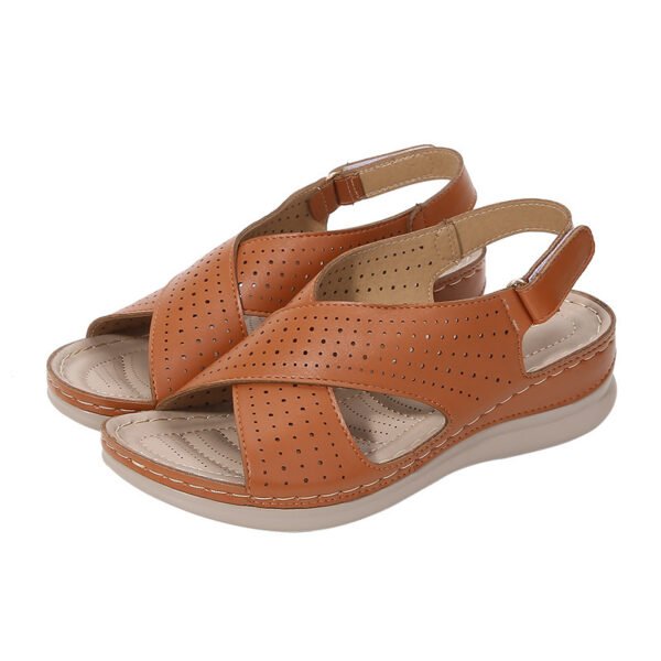 Women's Wedge Breathable Velcro Cutout Sandals - Image 5