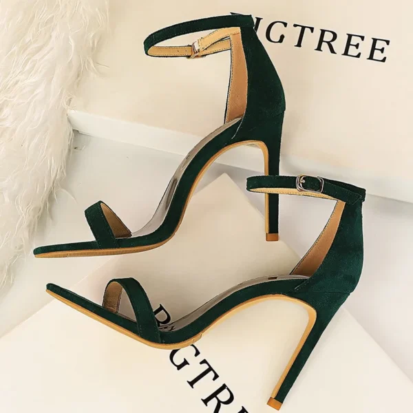 BIGTREE Shoes Summer Women Sandals Suede Hollow High Heels Stiletto Fashion Sandles Women Heels Ladies Shoes Women's Sandals