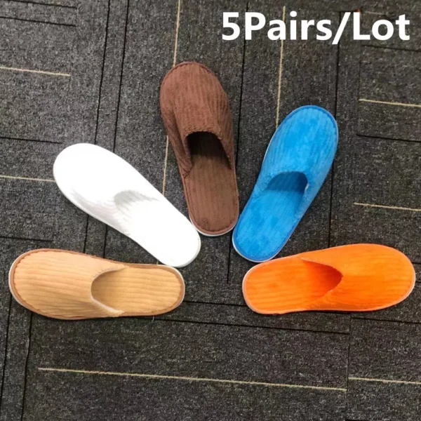 5 Pairs Winter Slippers Men Women  Hotel Disposable Slides Home Travel Sandals Hospitality Footwear One Size on Sale - Image 18