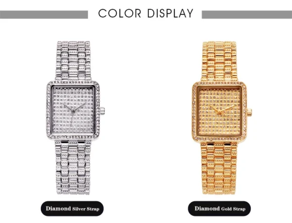 2020 Luxury Brand Square Ladies Watch Fashion Women Watches Diamond Waterproof Quartz Watch Gold Clock Crystal Female Wristwatch - Image 9