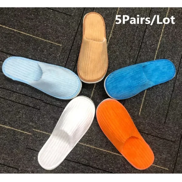 5 Pairs Winter Slippers Men Women  Hotel Disposable Slides Home Travel Sandals Hospitality Footwear One Size on Sale - Image 15