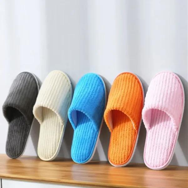 5 Pairs Winter Slippers Men Women  Hotel Disposable Slides Home Travel Sandals Hospitality Footwear One Size on Sale - Image 46